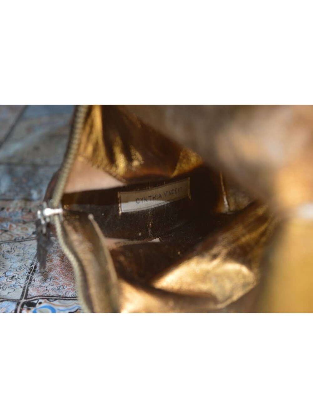 Cynthia Vincent Brown Suede Heeled Knee High Boots Womens Size 7.5 Gold Interior - Picture 10 of 11